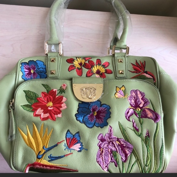 Sale! New Sharif Celadon Leather Embroidered Floral Bag & Vera Bradley Wallet - Picture 2 of 14